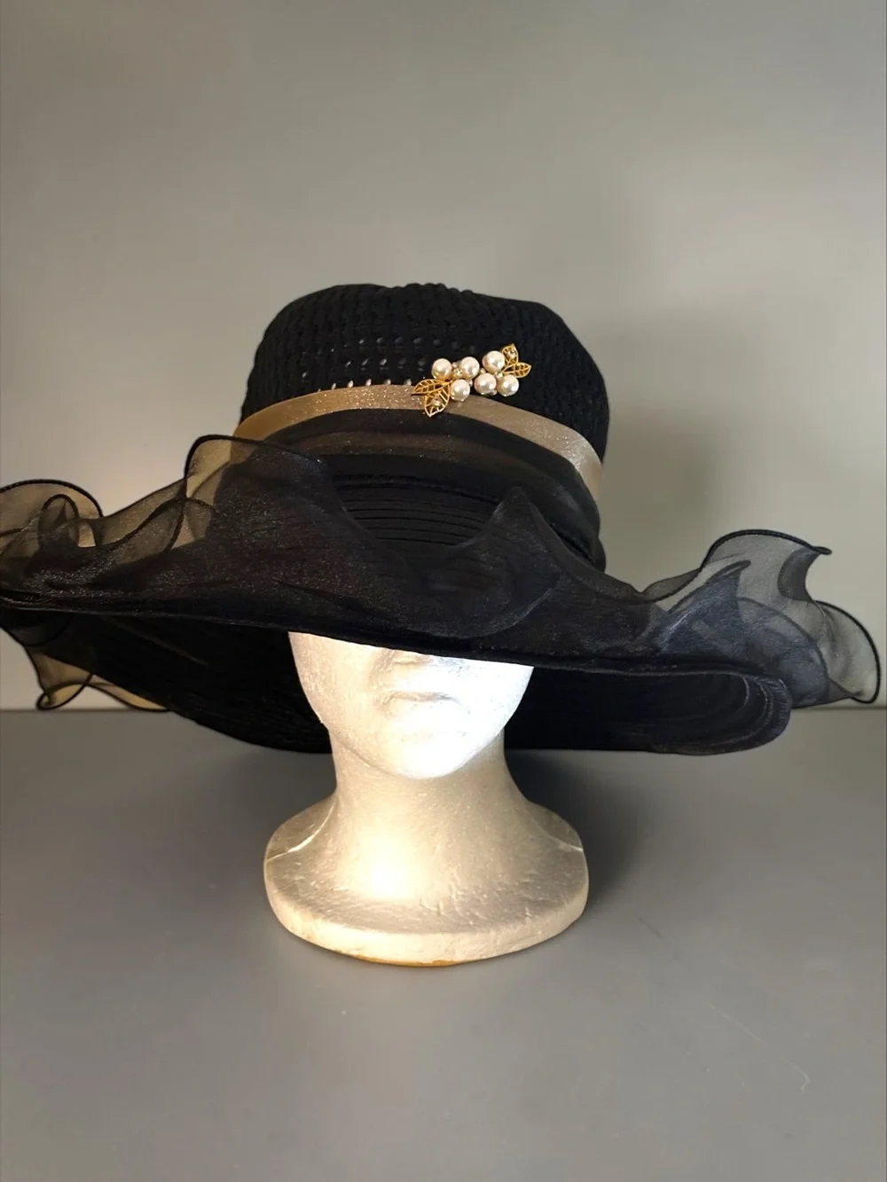 Women’s Fancy Black Hat Garden Party Wedding Homecoming Ascot Wedding NEW